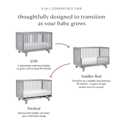 Babyletto Hudson 3-in-1 Convertible Baby Crib - GREENGUARD Gold Certified Convertible Crib to