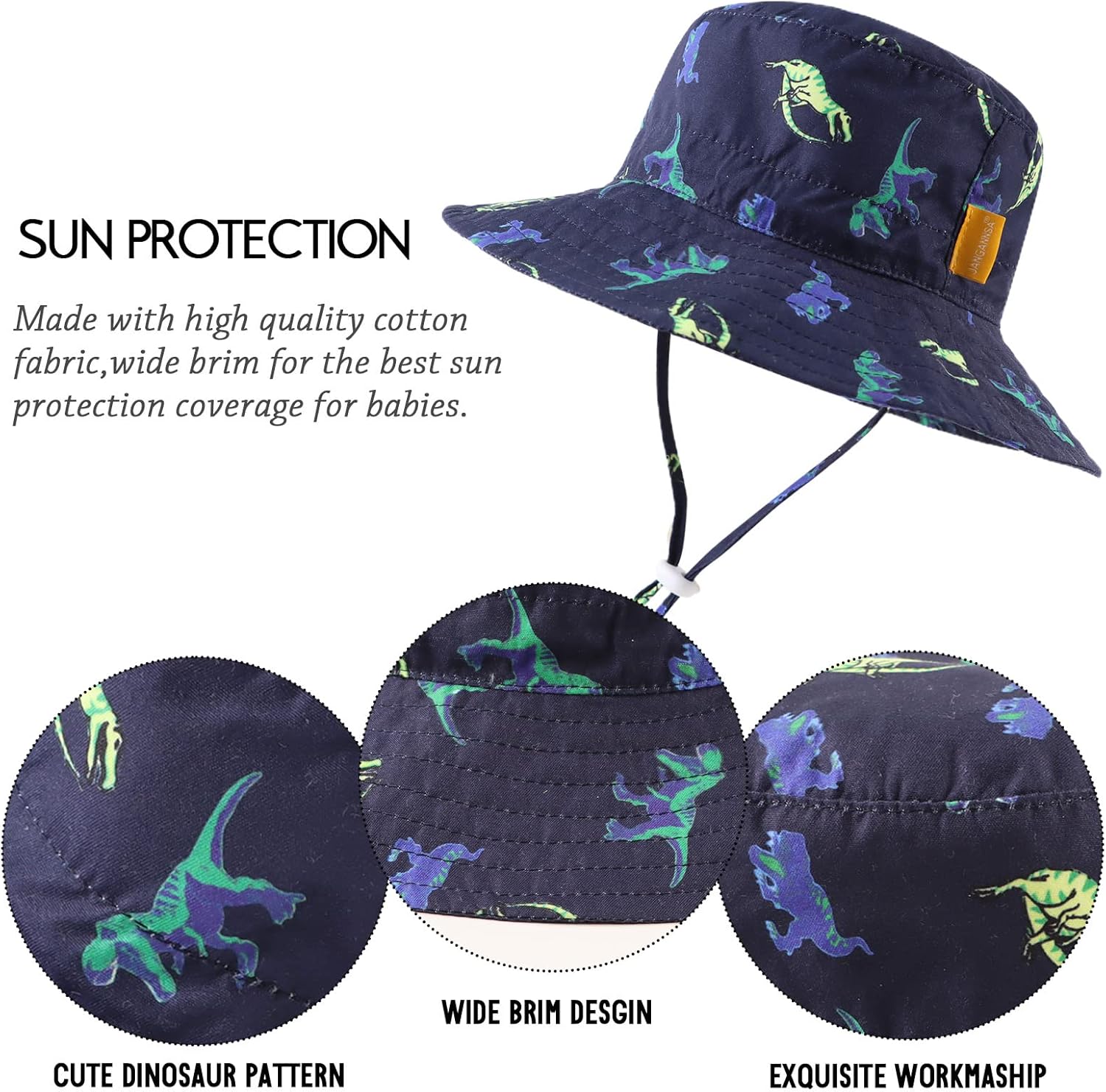 JANGANNSA Cotton Baby Sun Hat Infant Toddler Boys Girls Bucket Hats Summer Sun Protection Kids