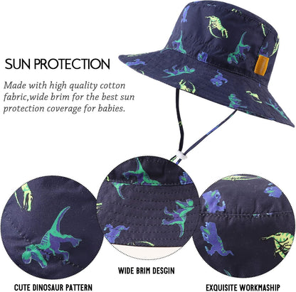 JANGANNSA Cotton Baby Sun Hat Infant Toddler Boys Girls Bucket Hats Summer Sun Protection Kids