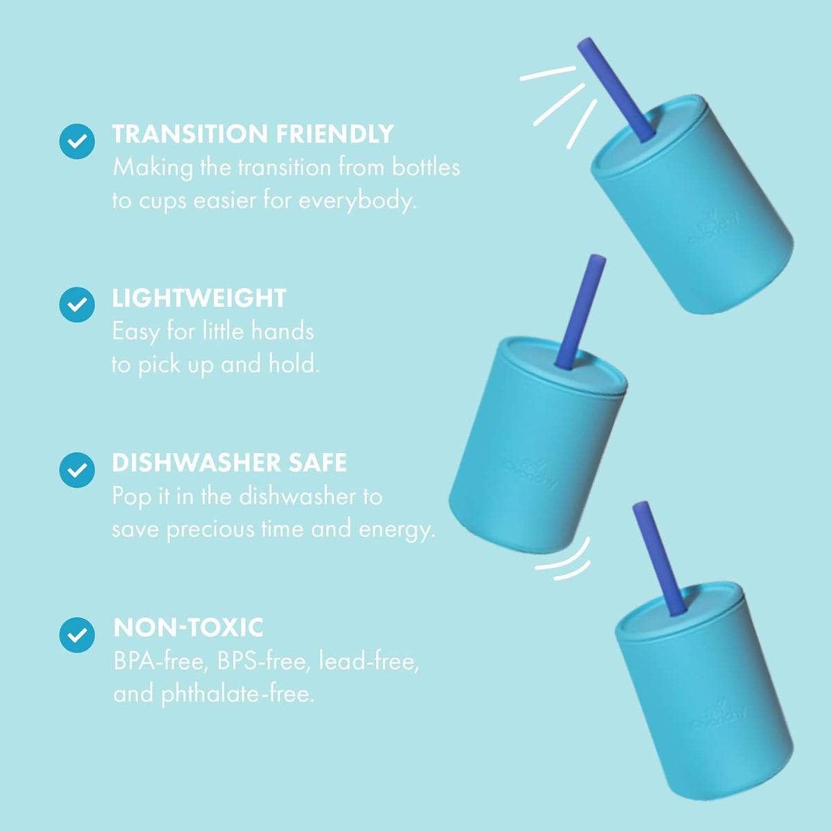 Avanchy Silicone Training Sippy Cup with Straw Lid – Tiny Cup for Babies 6+ Months to Toddlers 1