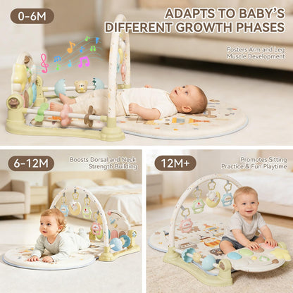 YOULEBITOYS Baby Play Gym Mat - Funny Play Piano Activity Playmat with 5 Infant Learning Detachable