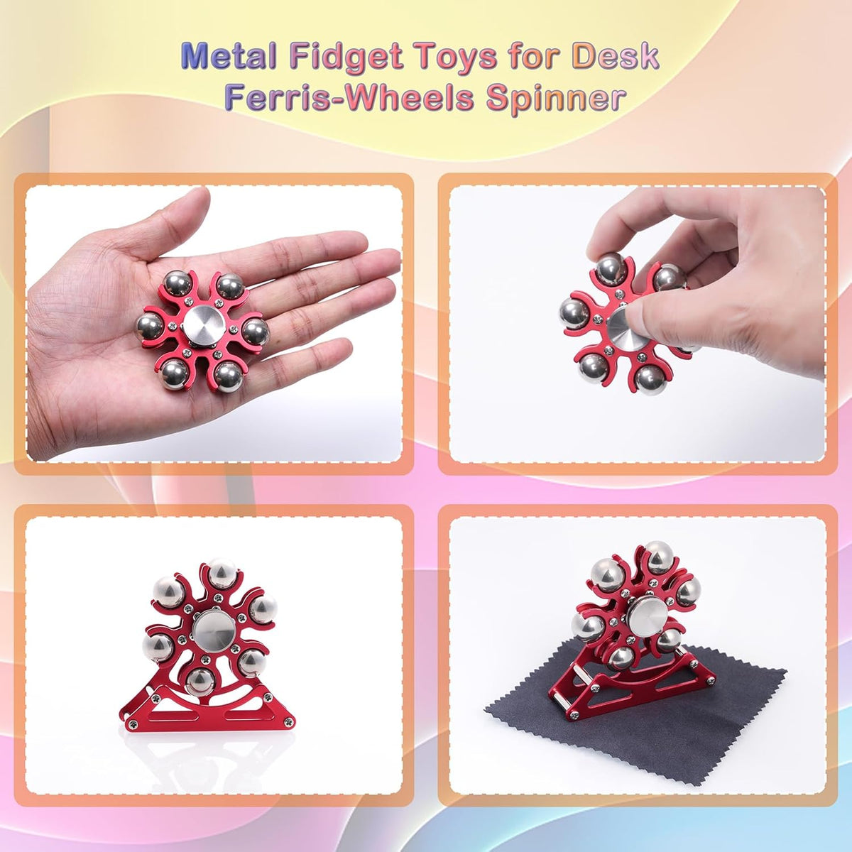 Desk-Fidget-Toys for Ferris-Wheels-Spinner: Metal Kinetic-Spinner 4mins, Cool-Gadgets for Kid