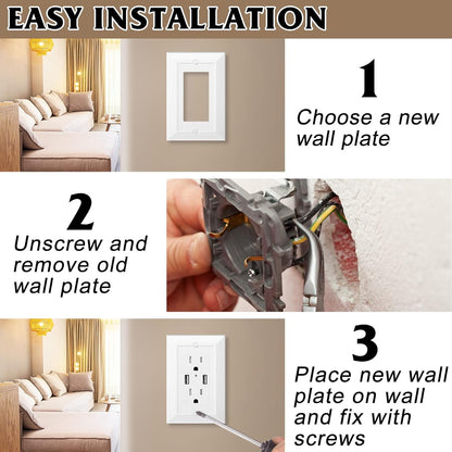 Modern Decorative Wall Plate Switch Plate Outlet Cover, Vintage Retro Wood Grain Design(Single