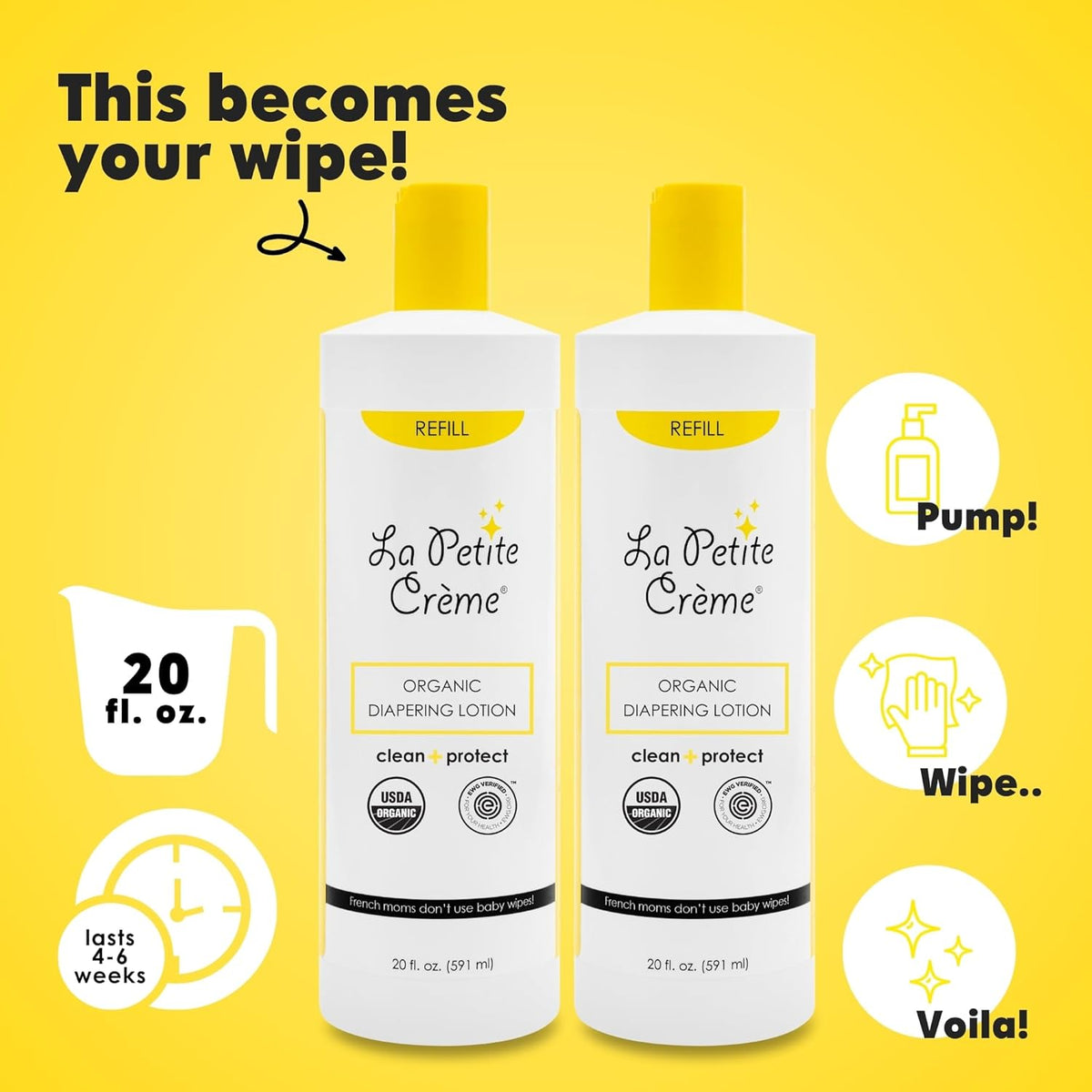 La Petite Creme French Premium Diapering Lotion - Diaper Cream Alternative to Baby Wipes