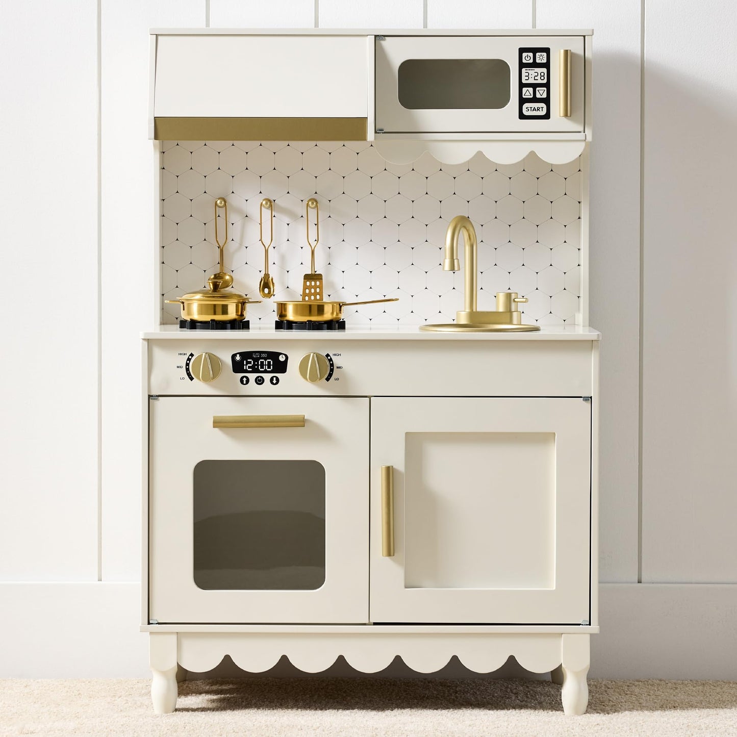 Best Choice Products Toddler Kitchen Playset, Wooden Cottage Kids Play Kitchen with 5 Accessories