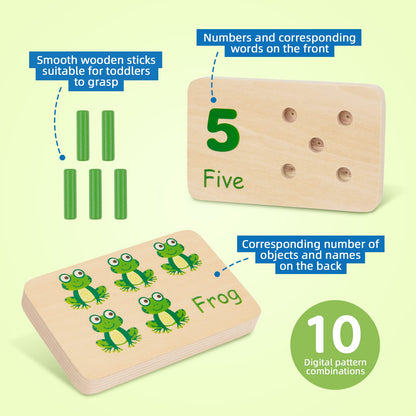 TOOKYLAND Peg Board Toddler Toys, Counting Wooden Toys with 55 Pegs