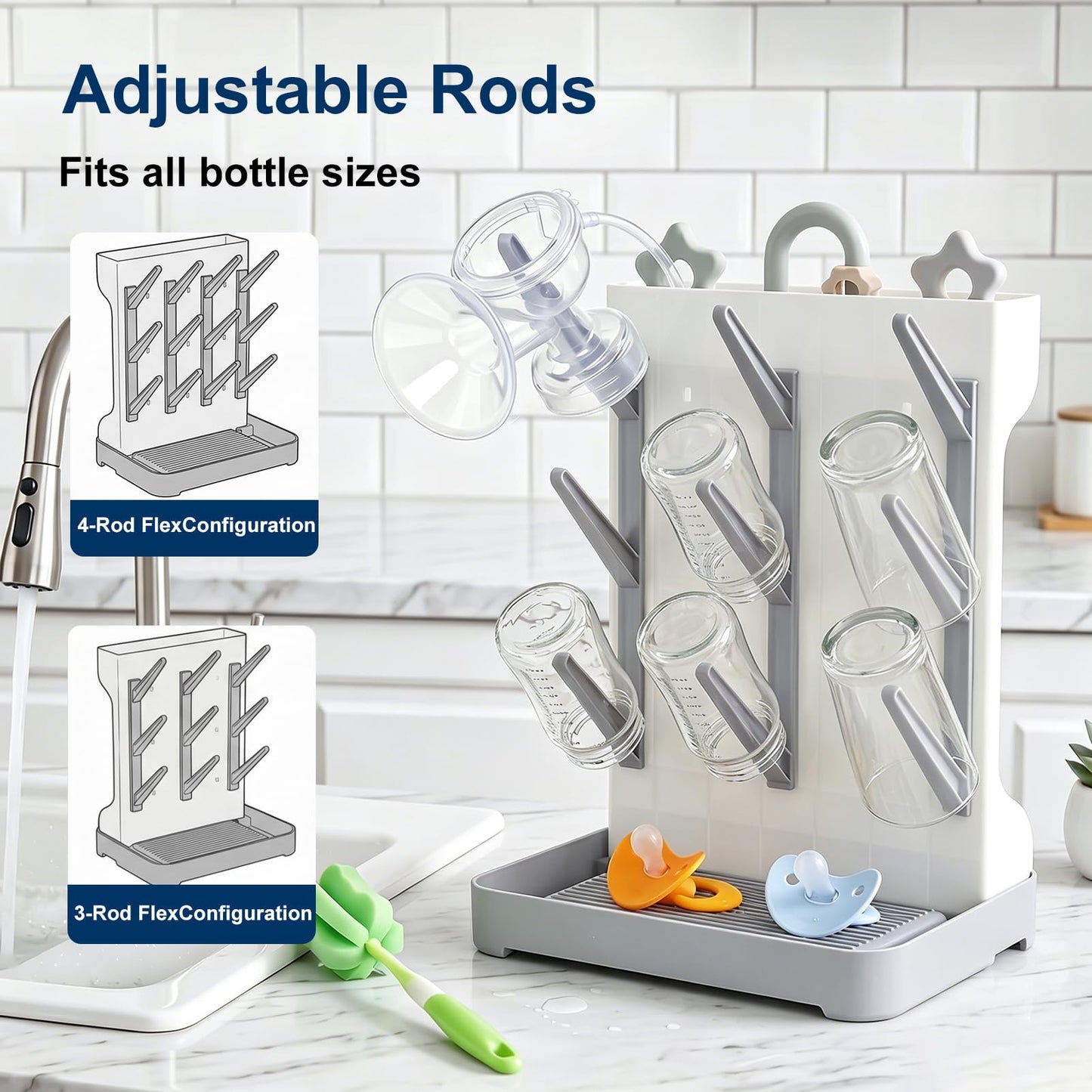 GoMaihe Baby Bottle Drying Rack: Space Saving Vertical Bottle Dryer Holder