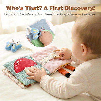 Macabaka Montessori Soft Baby Book - Sensory Book for Babies 0-12 Months with Crinkle Paper, Touch