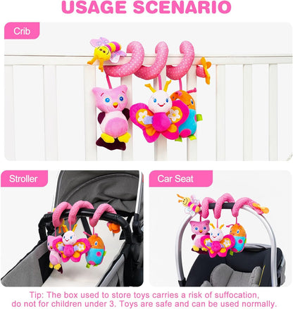 Jollybaby Baby Car Seat Stroller Toys, Plush Activity Hanging Spiral Activity Pram Crib with Music
