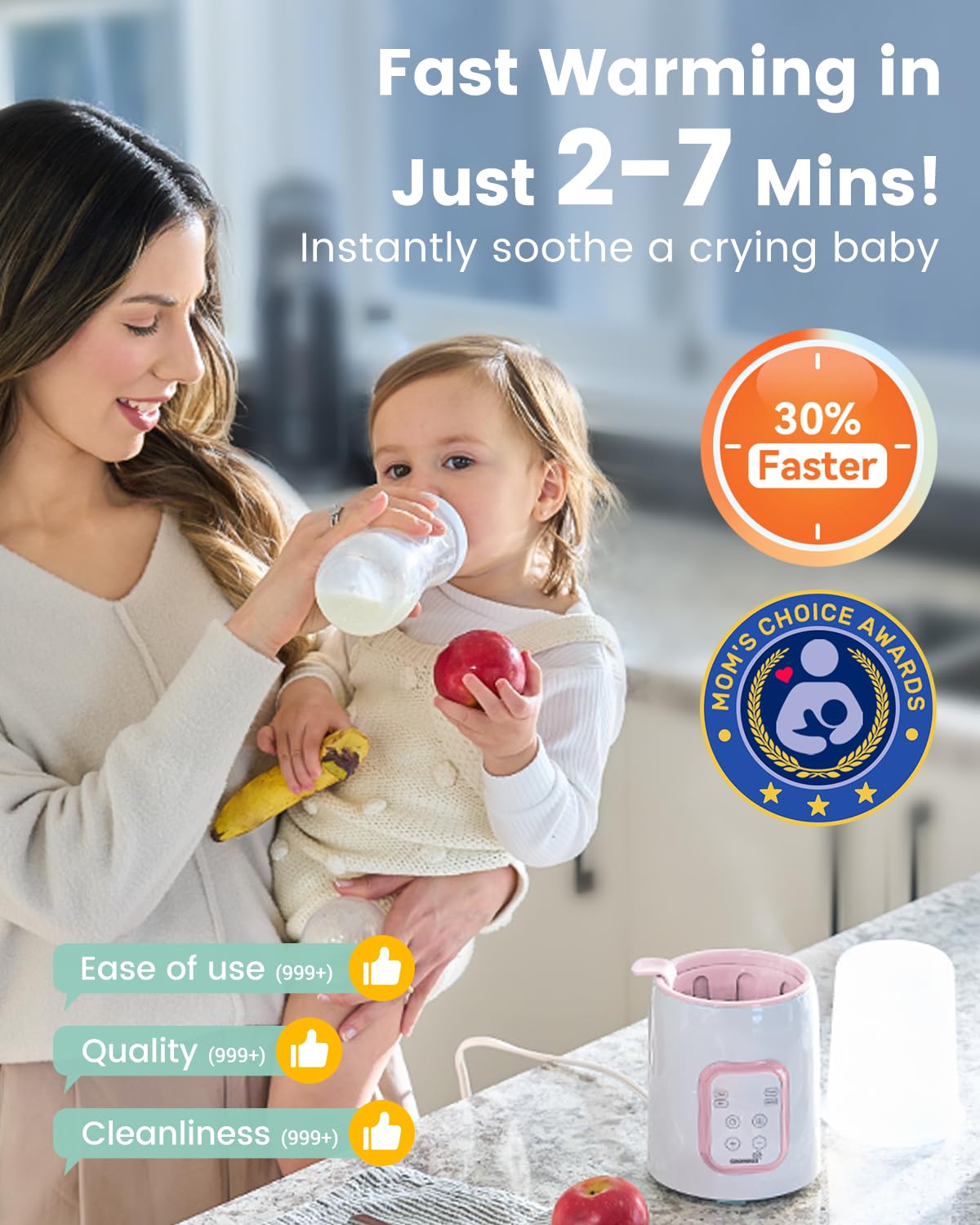 GROWNSY Bottle Warmer, Fast Baby Bottle Warmer for All Bottles, Milk Warmer for Breastmilk or