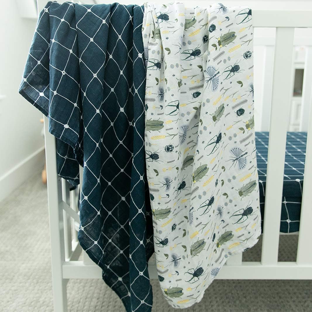 GRACED SOFT LUXURIES Premium Muslin Baby Swaddle Blankets 2 Pack | Large 47 x 47 inch | 100% Cotton