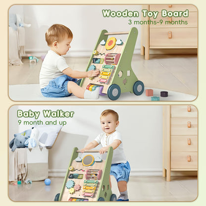 Bautia Wooden Baby Walker, Montessori Push Walker for Babies 10-12 Months
