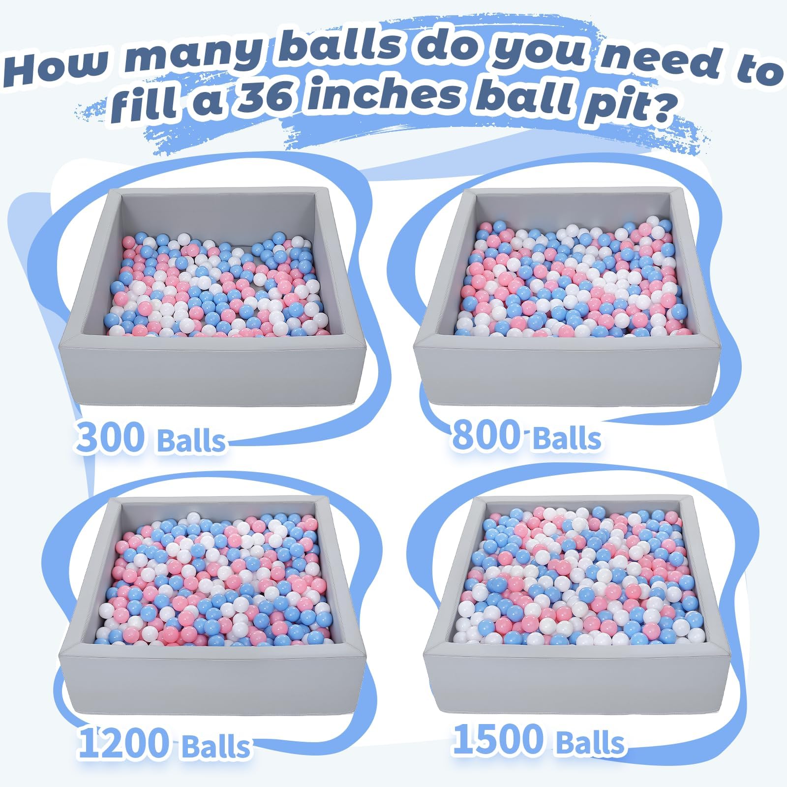 Leather Foam Ball Pit for Toddlers: Waterproof Baby Ball Pit with Soft Memory Foam - Large