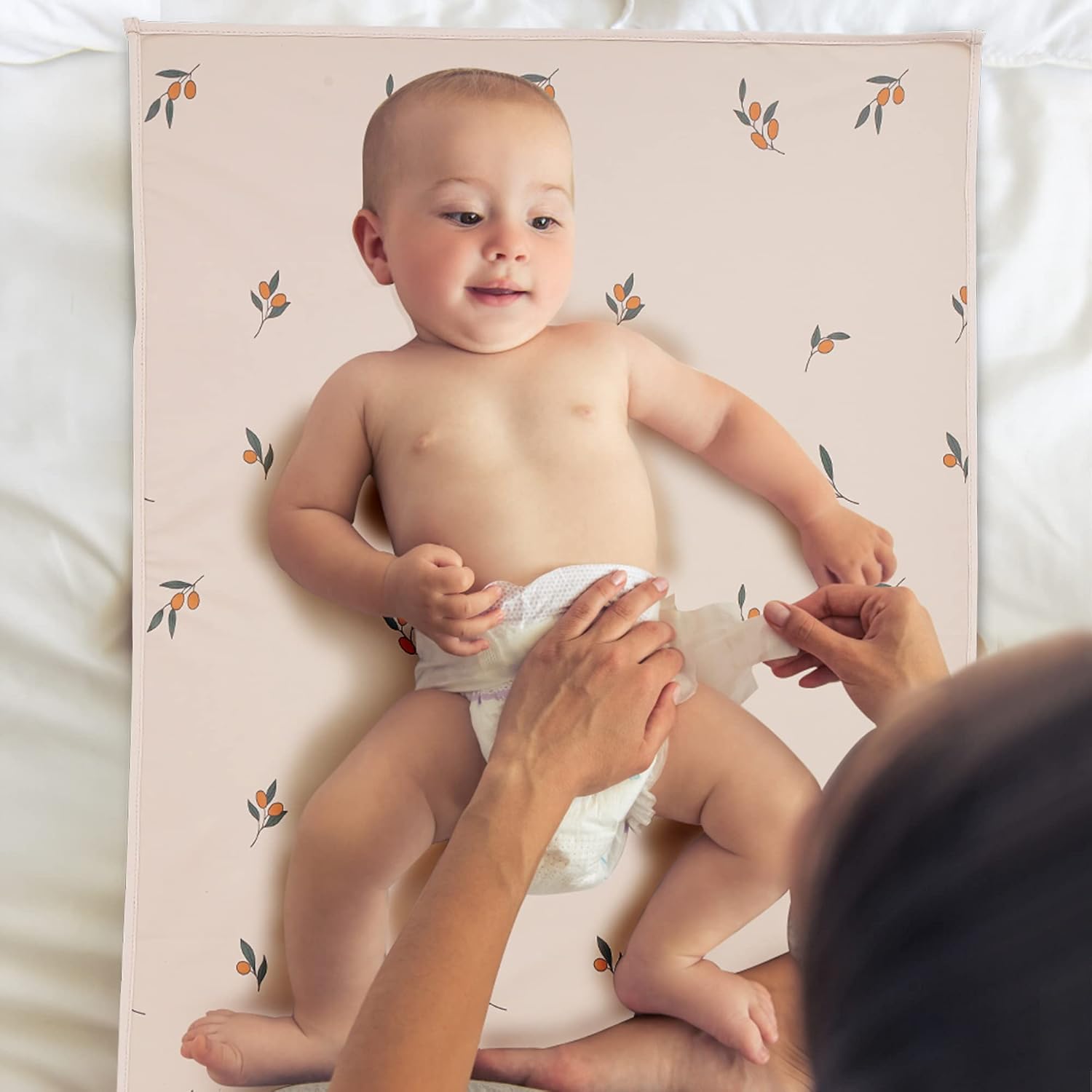 Vegan Leather Baby Changing Mat - Wipeable Portable Changing Pad, Foldable Travel Changing Mat for