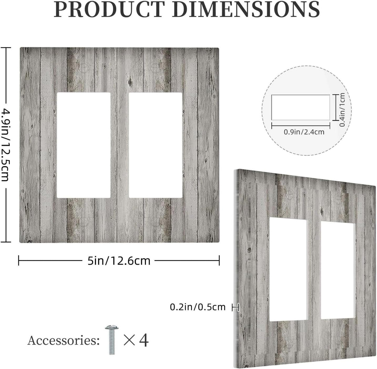 Decorative Outlet Covers Farmhouse Rustic Grey Barn Door Wood 2 Gang Double GFCI Rocker Electrical