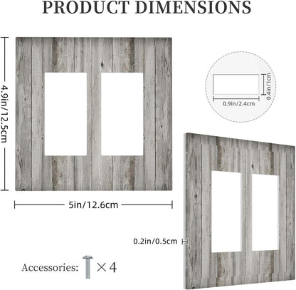 Decorative Outlet Covers Farmhouse Rustic Grey Barn Door Wood 2 Gang Double GFCI Rocker Electrical