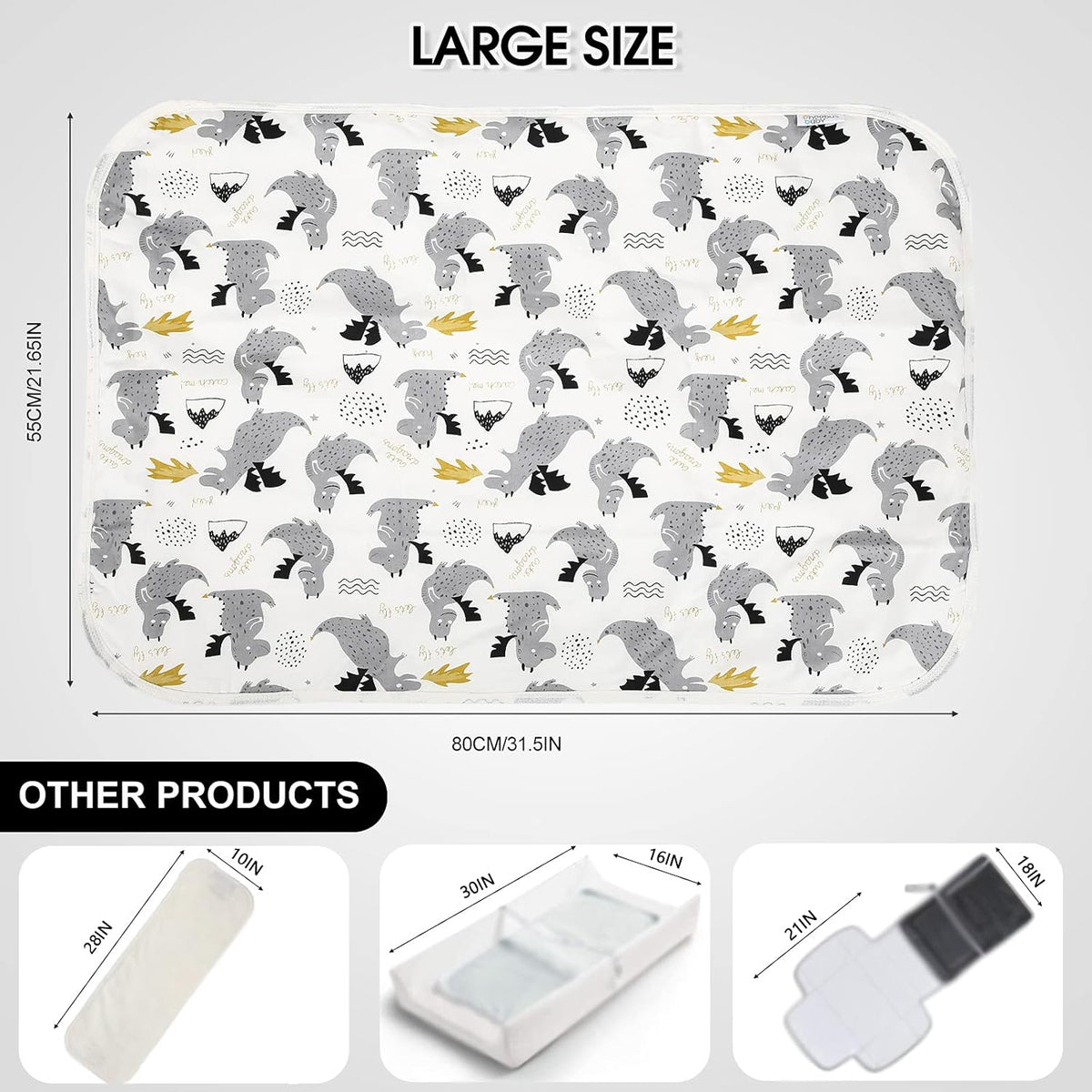 Baby Diaper Changing Pad, 21 5/8" x 31.5" Waterproof Changing Pad Liners - Reusable Soft and