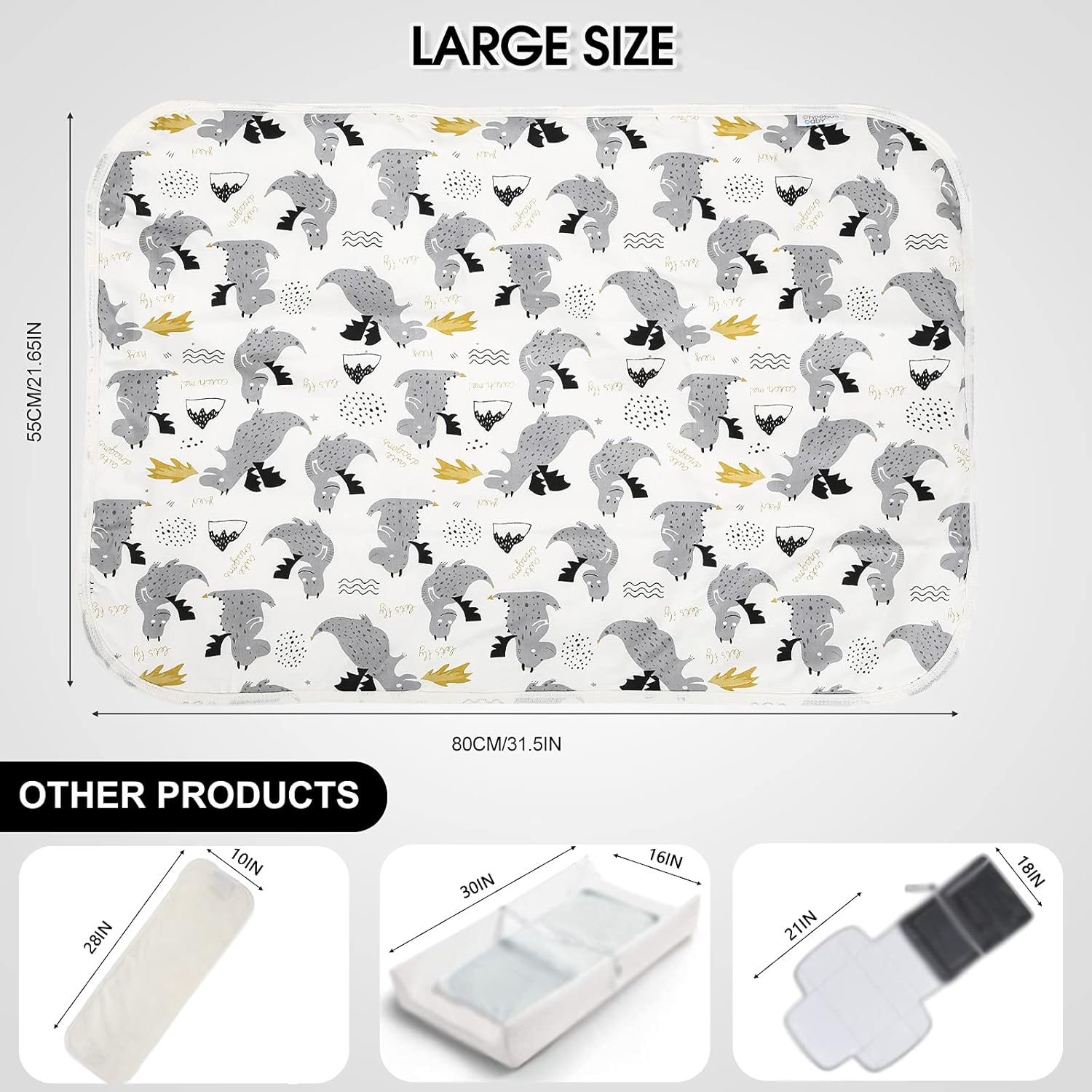 Baby Diaper Changing Pad, 21 5/8" x 31.5" Waterproof Changing Pad Liners - Reusable Soft and