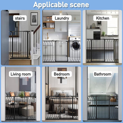 WAOWAO Extra Tall 40.55" Baby Gate 57.48-74.4" Wide Pressure Mounted Walk Through Swing Auto Close
