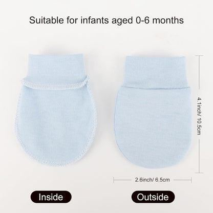 BQUBO Newborn Infant Toddler Mittens No Scratch Cotton Elastic Wrist Gloves Hypoallergenic for 0-6
