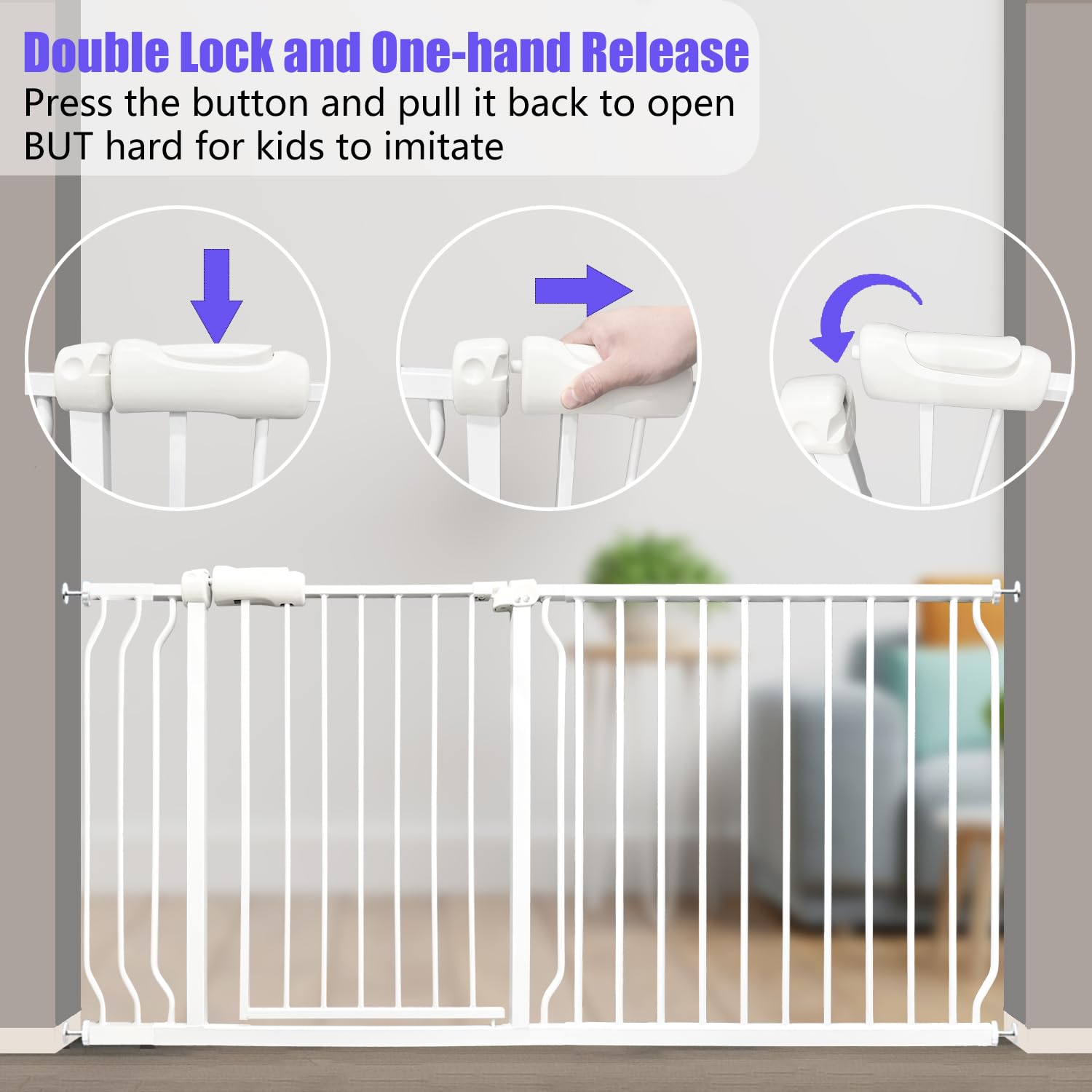 Extra Wide 76.4-81 Inch Large Baby Gates for Stairs, Doorways - No Drilling, Pressure Mounted Pet