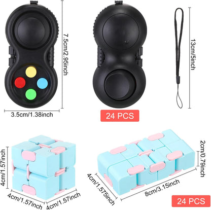 Junkin Bulk Fidget Pad Controller and Cube Toys Party Favors Mini Blocks Game Controller for
