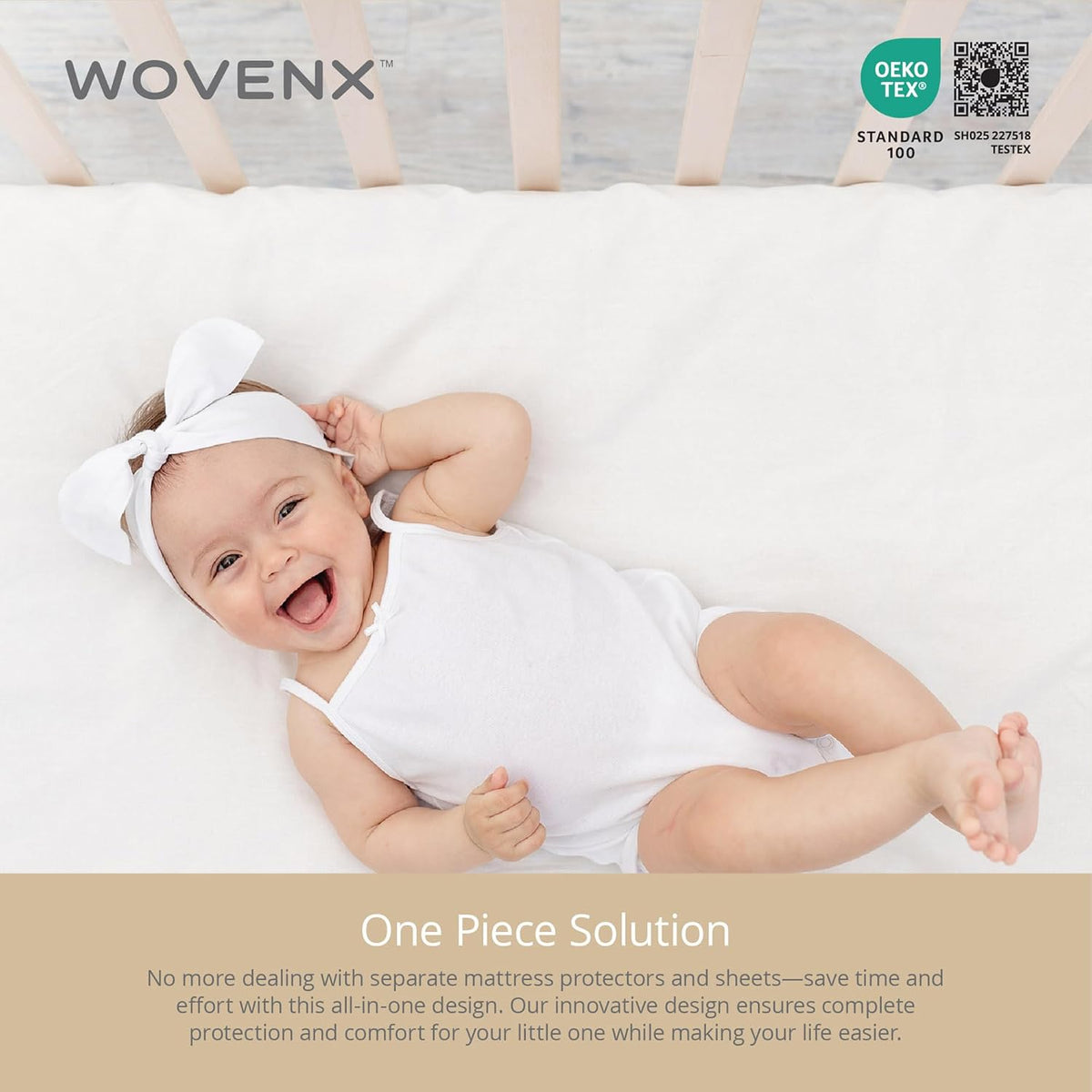 Organic All in One Crib Sheet and Mattress Protector - Waterproof Protectors - Reusable Washable
