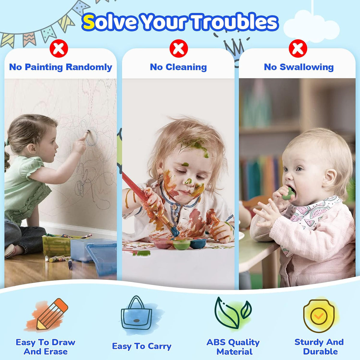 Kikidex Magnetic Drawing Board, Toddler Girl Toys for 1-2 Year Old, Doodle Board Pad Learning and