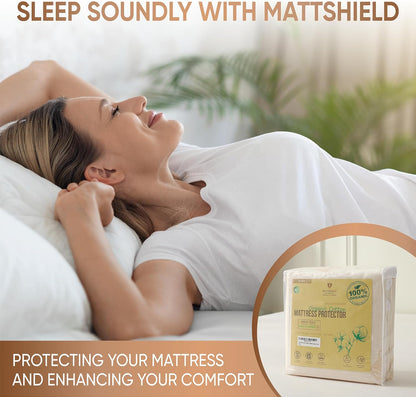 Waterproof Organic Mattress Protector Twin XL - Organic Cotton Breathable Mattress Pad Cover - 200