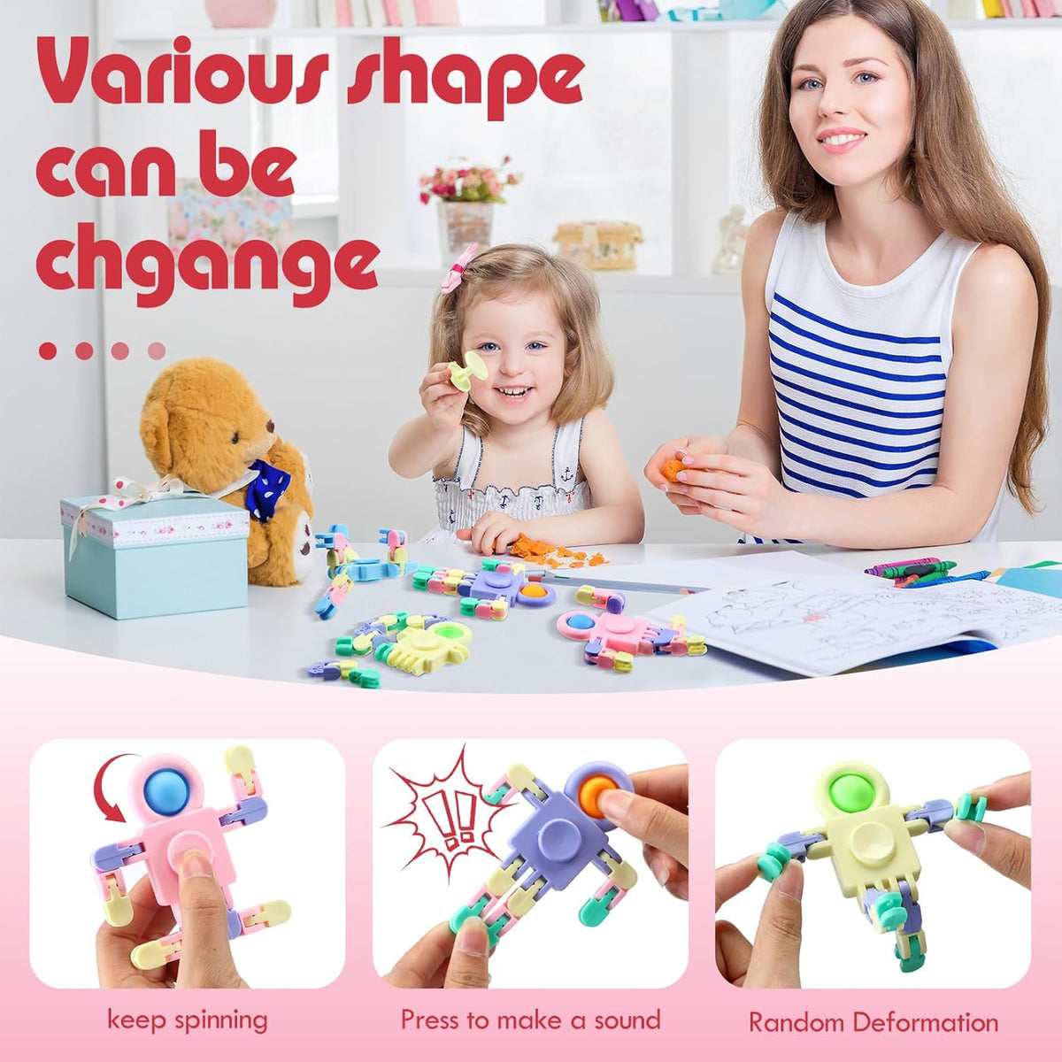 32 Pcs Funny Sensory Fidget Toys Robot Fidget Spinners Fidget Party Favors Robot Fingertip Toy DIY