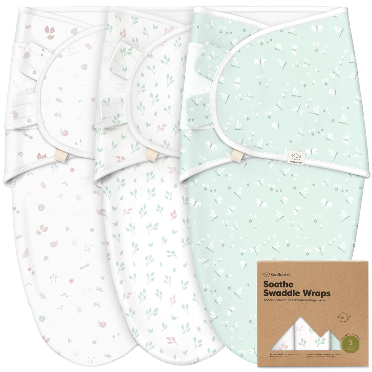 3-Pack Organic Baby Swaddle Sleep Sacks - Swaddles for Newborns, Infant 0-3 Months, Baby Girls