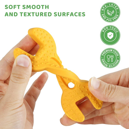 Fu Store 4 Pack Soft Silicone Teething Toys for 0-12 Months 6-24 Months Toddlers Infant Hammer