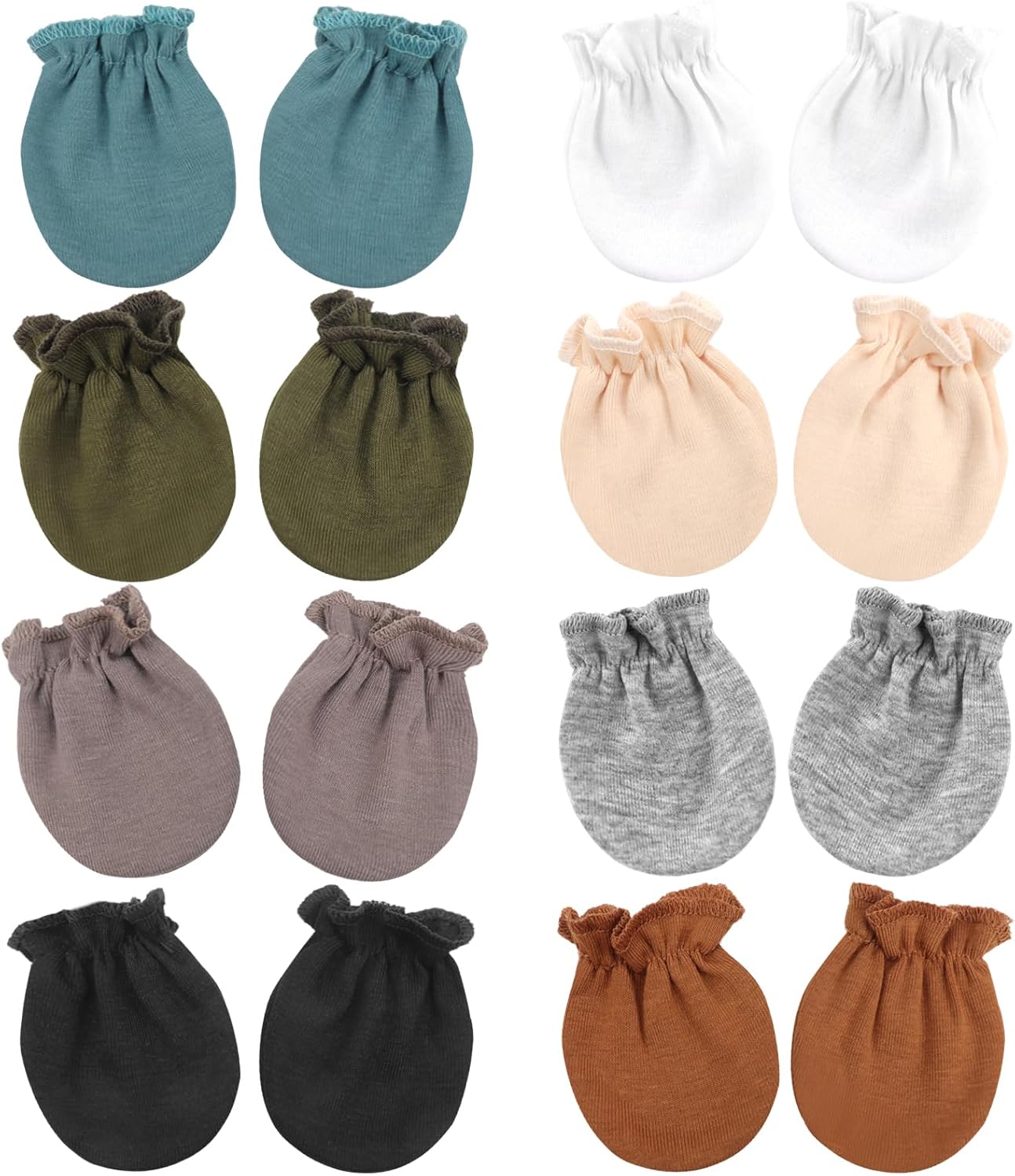 BQUBO Newborn Infant Toddler Mittens No Scratch Cotton Elastic Wrist Gloves Hypoallergenic for 0-6