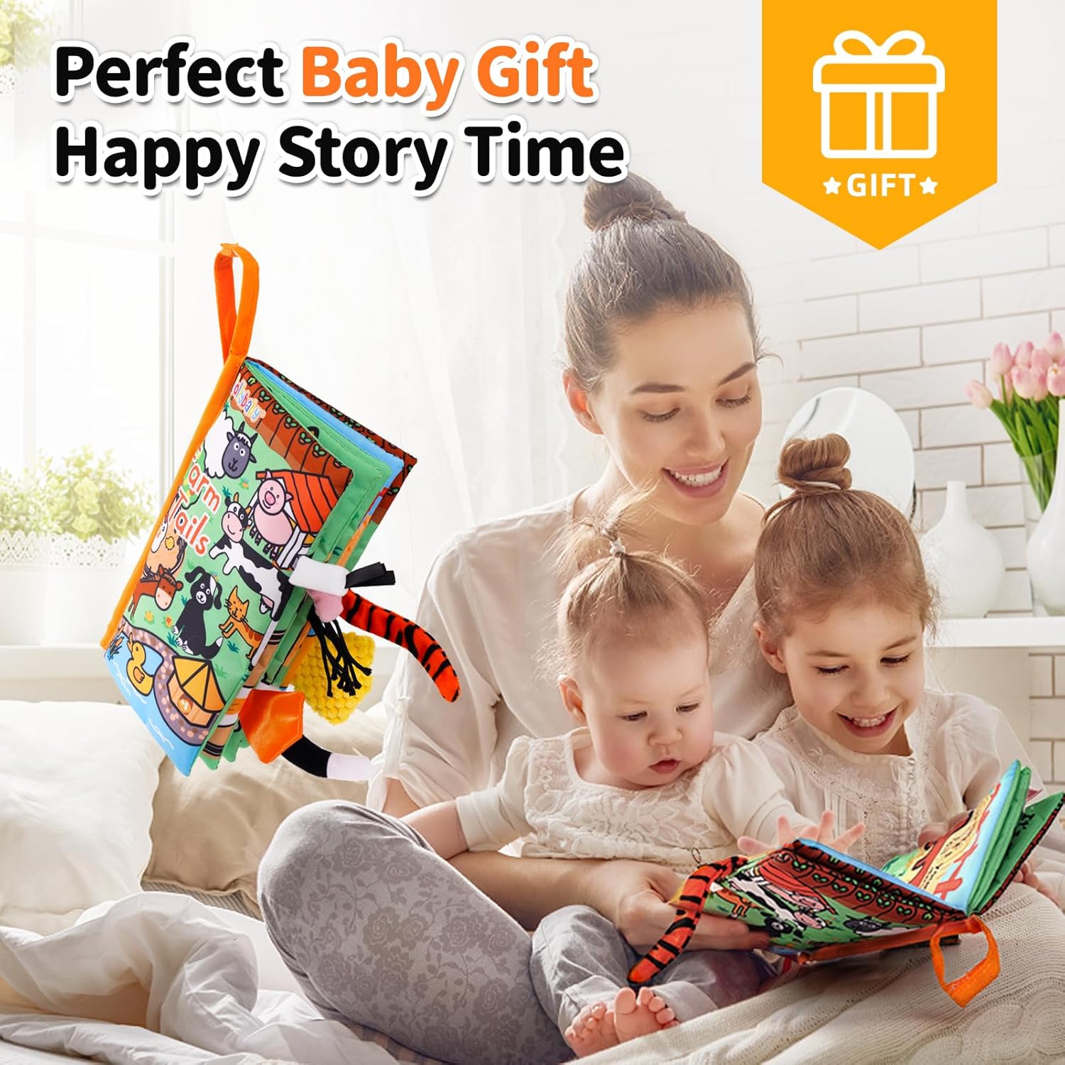 Jollybaby Baby Cloth Books, Touch & Feel Crinkle Soft Books, for Infants Babies, Toddler Early