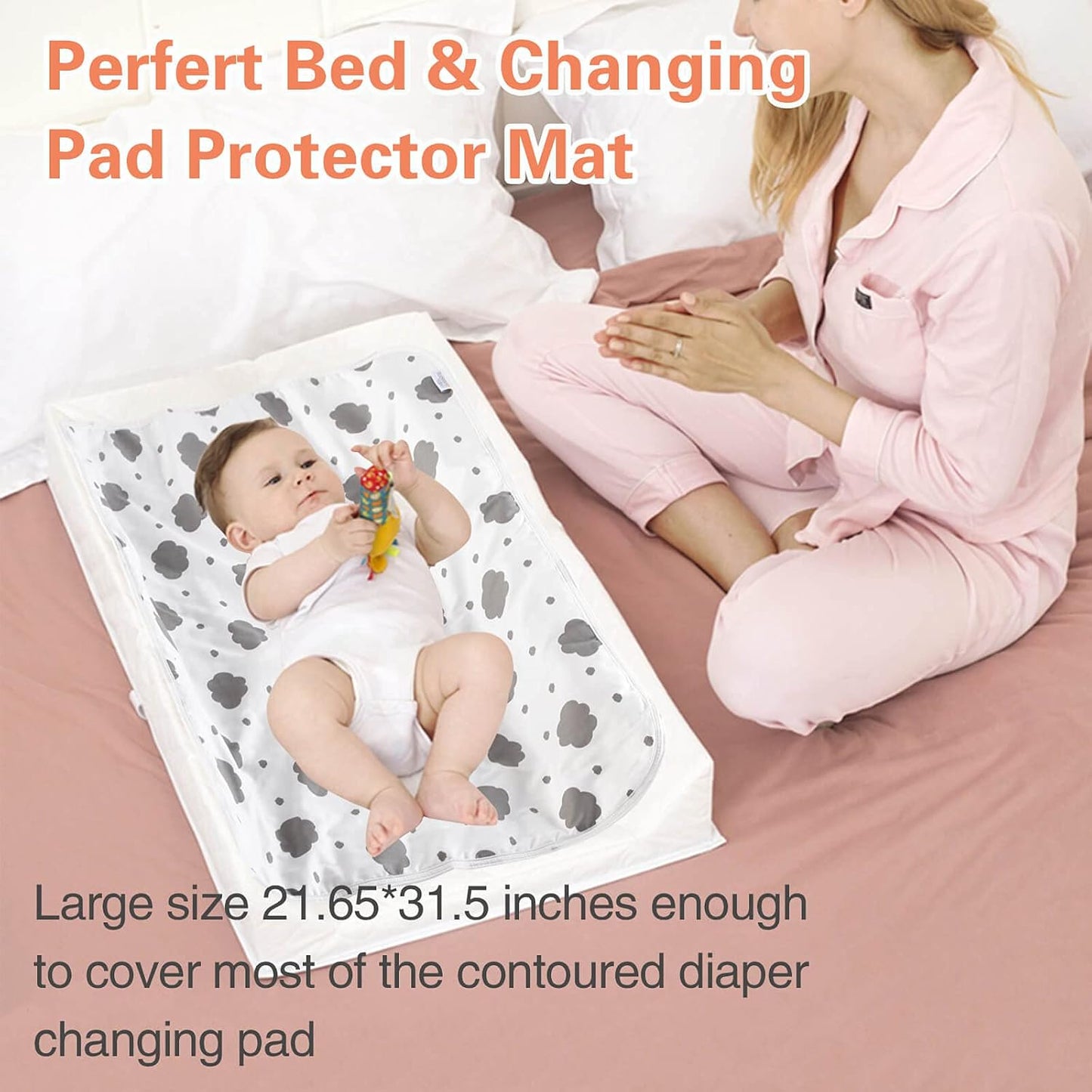Baby Diaper Changing Pad, 21 5/8" x 31.5" Waterproof Changing Pad Liners - Reusable Soft and