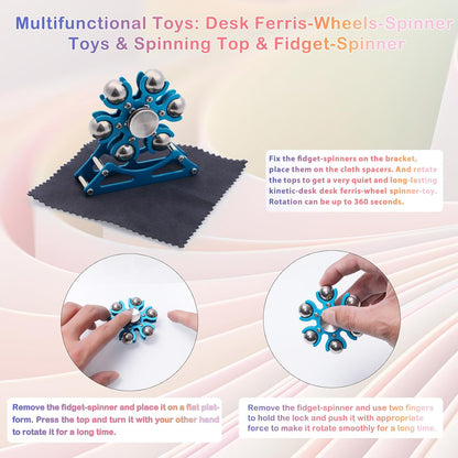 Desk-Fidget-Toys for Ferris-Wheels-Spinner: 4mins Kinetic-Metal-Spinner, Cool-Gadgets-Stuff for Kid
