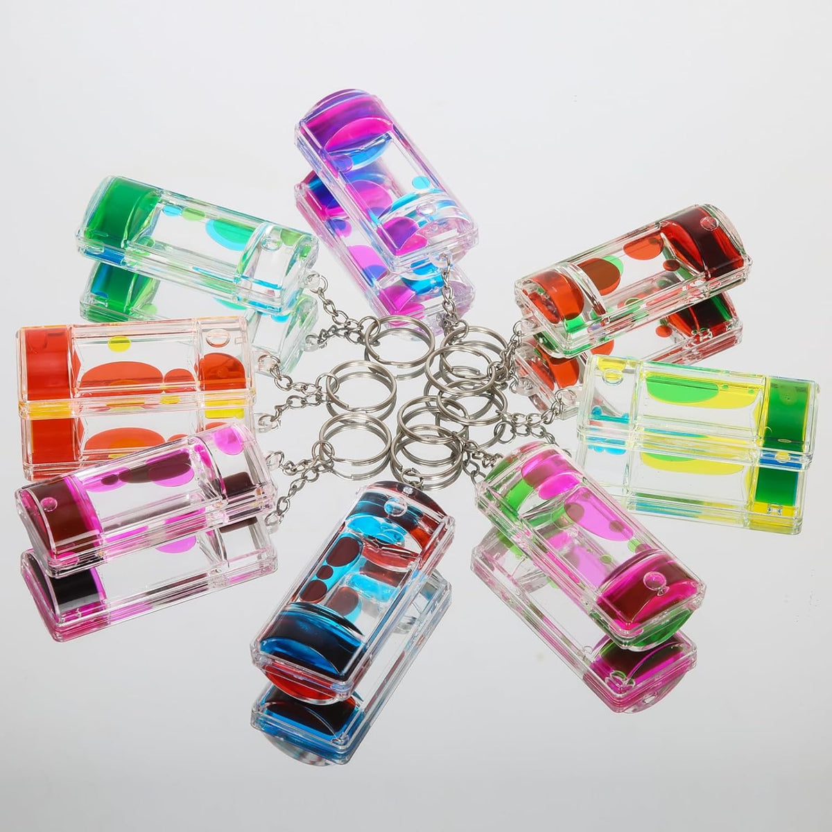 Dynamic Liquid Timers Key Chain Set, Colorful Motion Bubbler Timekeeper Key Chain, Liquid Hourglass