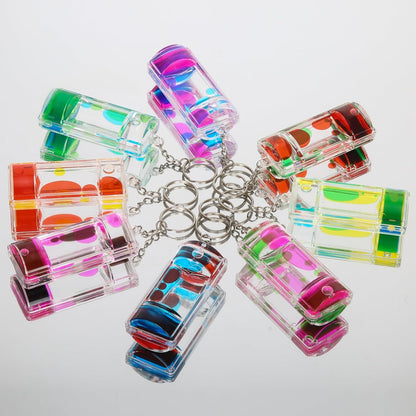 Dynamic Liquid Timers Key Chain Set, Colorful Motion Bubbler Timekeeper Key Chain, Liquid Hourglass