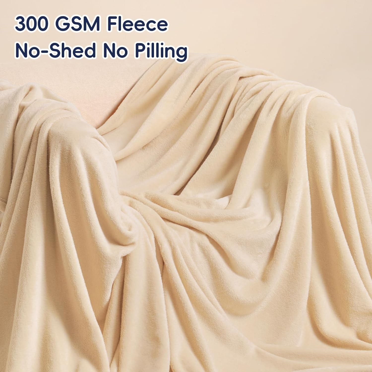 PHF Ultra Soft Fleece Blanket Twin Size, No Shed No Pilling Luxury Plush Cozy 300GSM Lightweight