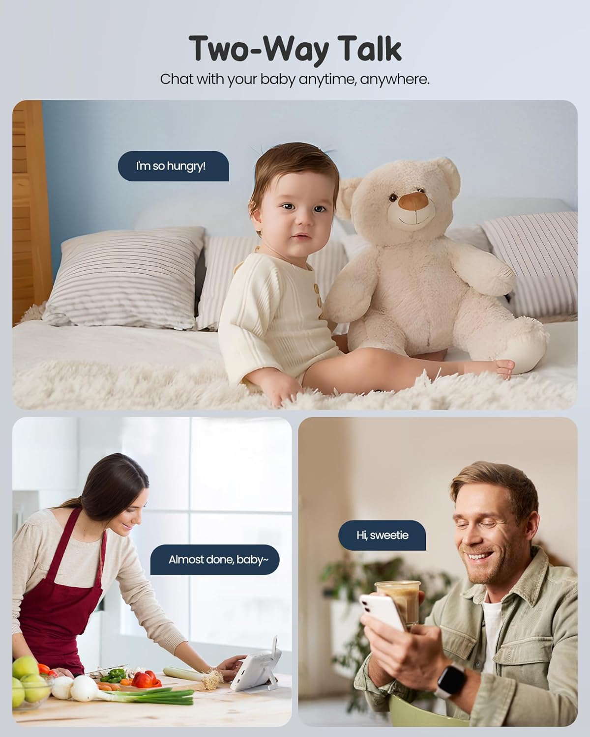 Baby Monitor with 2 Cameras and Audio WiFi/No WiFi: Baby Monitor WiFi Smartphone APP Control