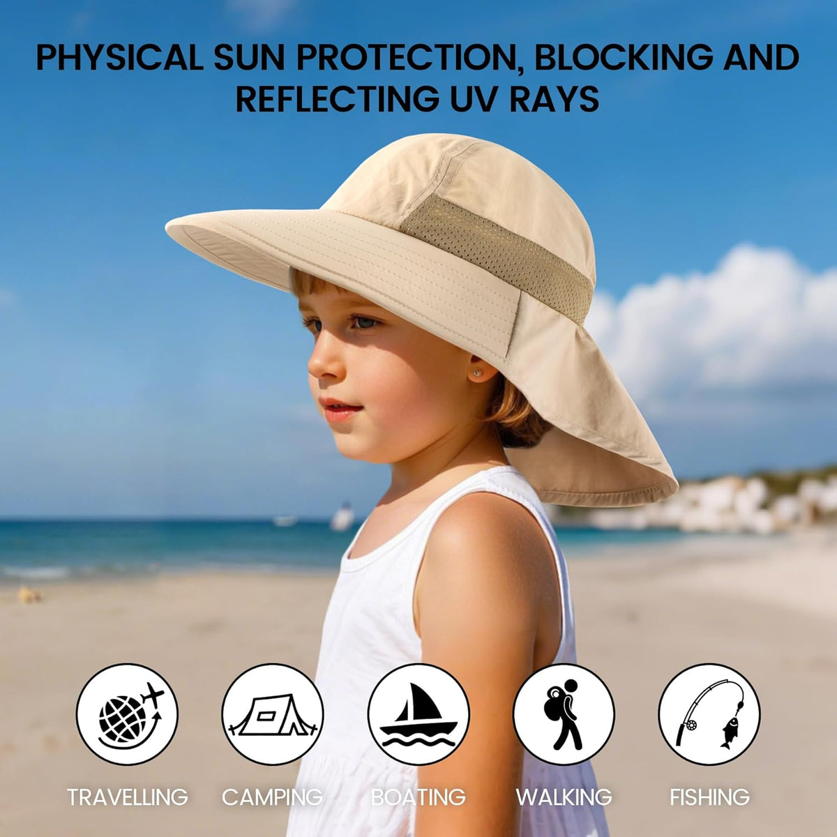 Baby Sun Hat with Neck Flap for Sun Protection Toddler Beach Hat UPF 50+ Outdoors 0-6 Years Boys
