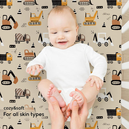 Yoofoss Pack and Play Sheets Fitted, Mini Crib Sheets 2-Pack for Pack N Play Mattress, Stretchy