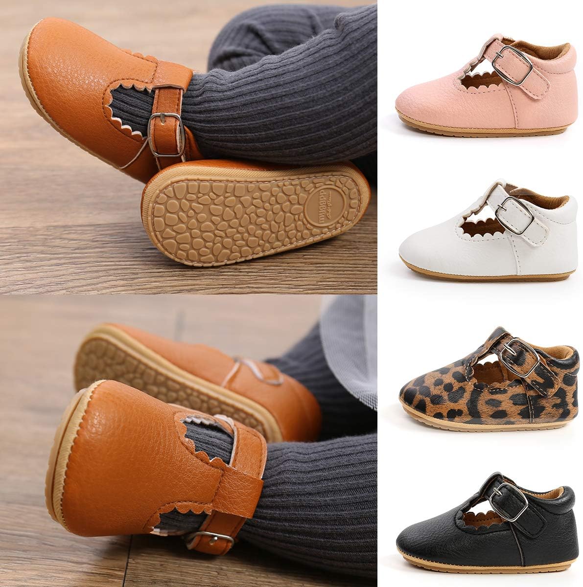 SOFMUO Baby Boys Girls High Top Ankle PU Leather Sneakers Soft Rubber Sole Infant Moccasins Newborn