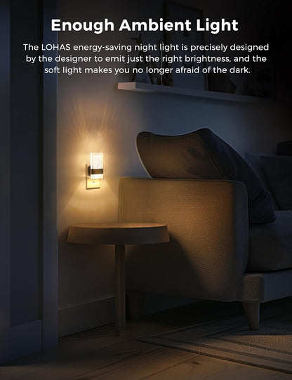 L LOHAS LED Night Light, Bathroom Night Lights Plug Into Wall with Dusk-to-Dawn Sensor, 0-100LM