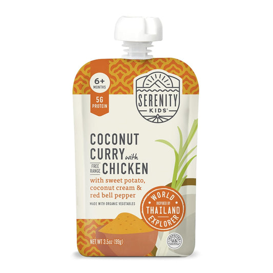 Serenity Kids 6+ Months World Explorers Coconut Curry Chicken Baby Food Pouch - BPA-Free Pouches