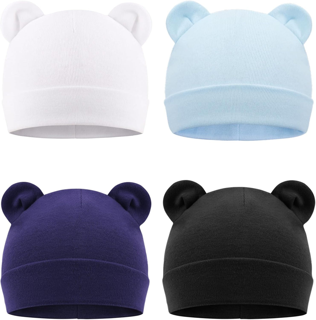 DRESHOW BQUBO 4 Pieces Baby Beanie Newborn Toddler Soft Cute Knit Hat Hospital Hats for Baby Boys