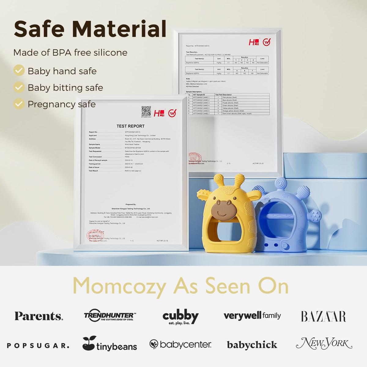 Momcozy Baby Teether Toys | Food Grade Silicone Teether Baby Toys | Yellow