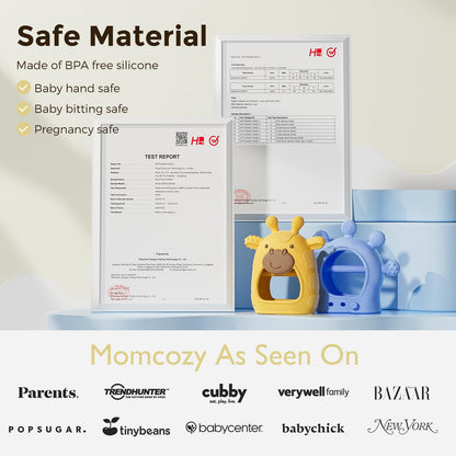 Momcozy Baby Teether Toys | Food Grade Silicone Teether Baby Toys | Yellow