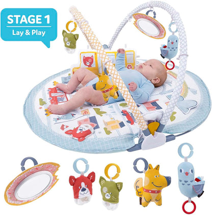 Yookidoo Baby Gym Urban Lay to Sit-Up Playmat. 3-in-1 Newborns Activity Center with Tummy Time