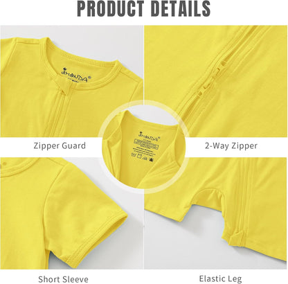 Jimonda Baby Rompers Cotton Baby Boys Baby Girls Short Sleeve Sleepers Pjs Two Way Zipper One-piece